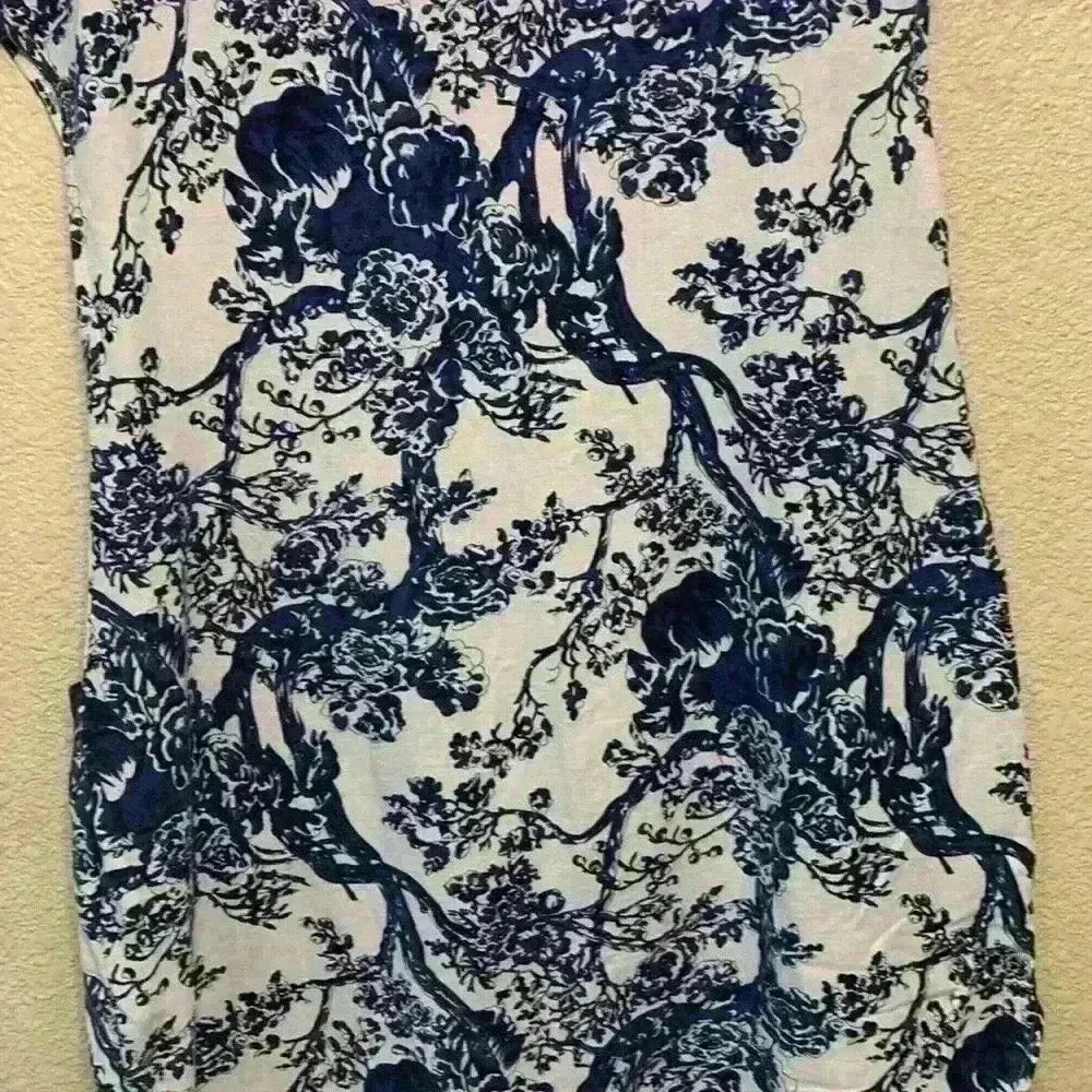 Blue and white floral Zanzea dress sz L lightweight casual modest demure flowers - Image 8