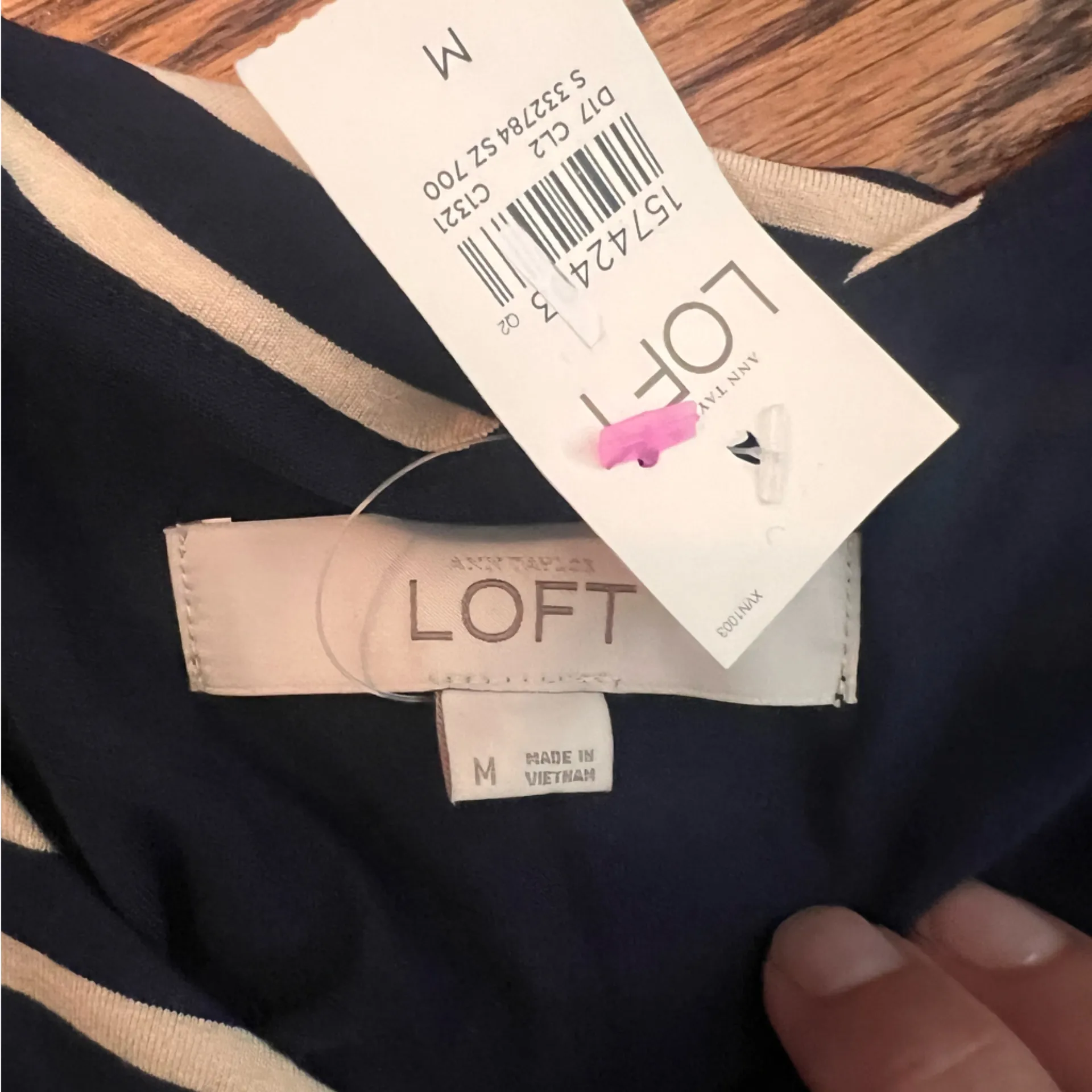 NWT LOFT Asymmetrical Layered Navy & Ivory Striped Tank Dress - Size M - Image 6