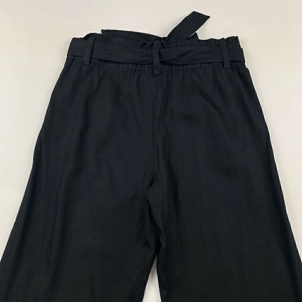 J. Jill Black Linen Belted High Rise Wide Leg Capri Pant S - Image 7