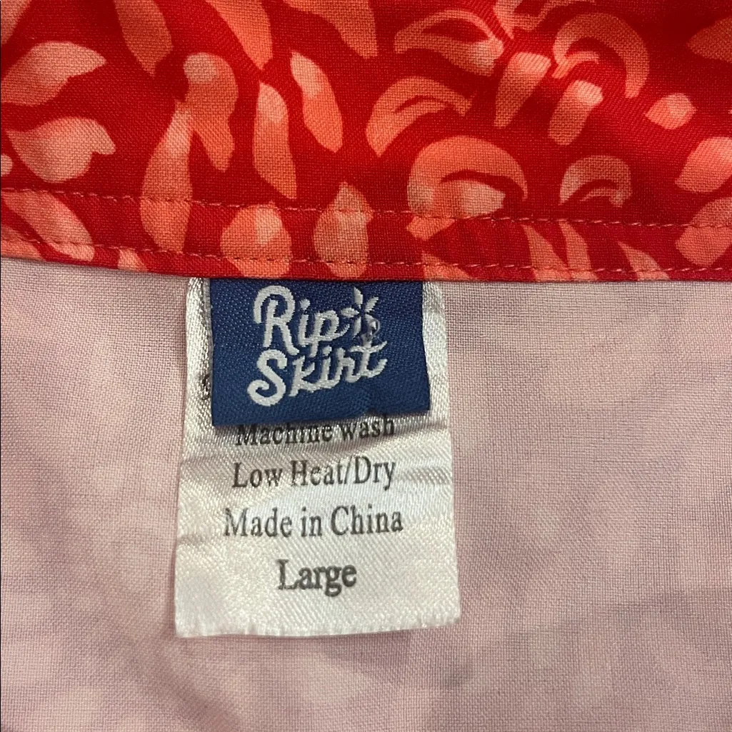 Ripskirt Hawaii length 3 wrap coverup skirt in Dahlia Teaberry print L Red Size L - Image 6