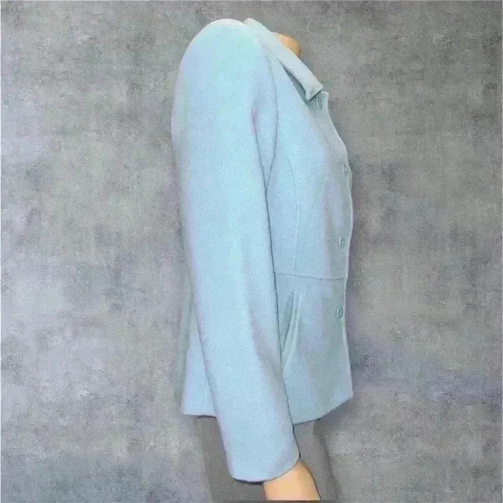 Chadwicks Women's Light Blue Wool Jacket - Classic Button-Up Design size 6 - Image 4