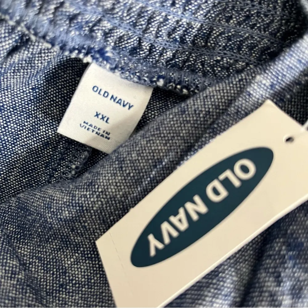 OLD NAVY Blue Jumpsuit Chambray Linen Blend Adjustable Straps Plus Size XXL NEW - Image 8