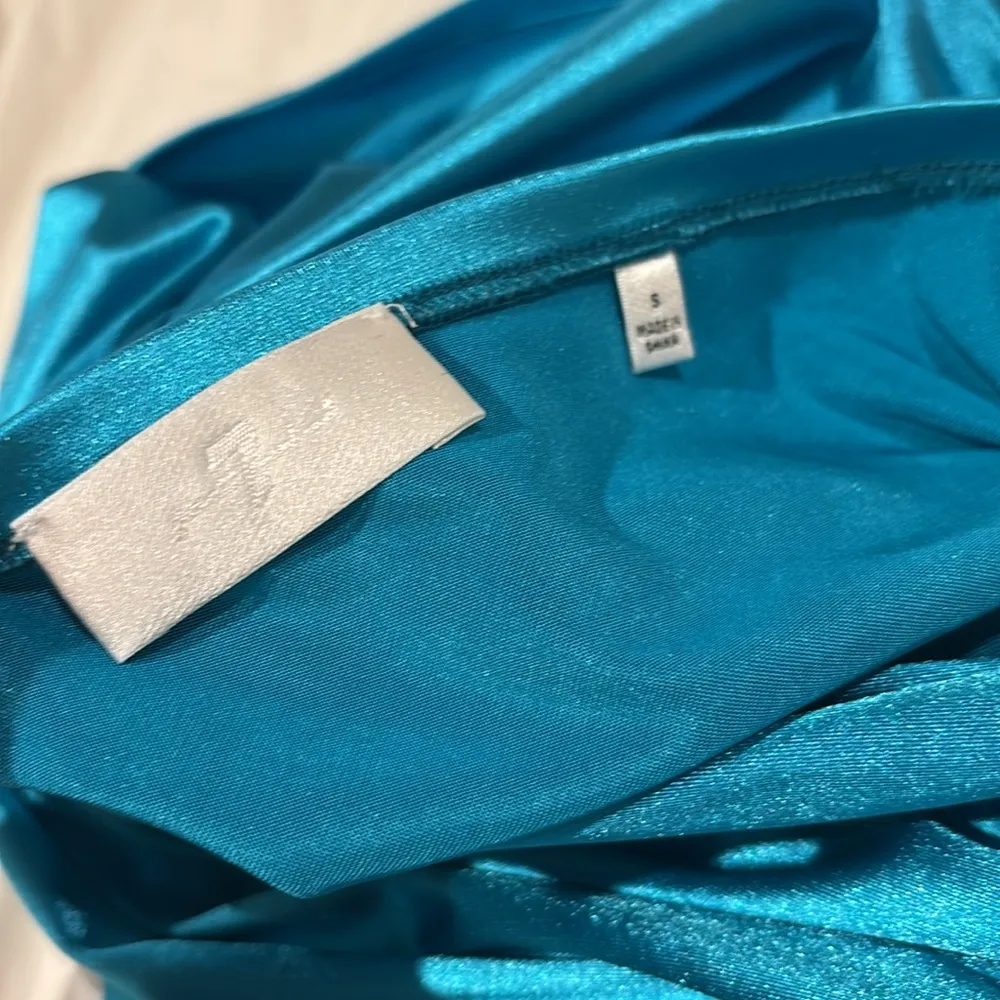 7 for All Mankind One-Shoulder Teal Blouse - Image 4