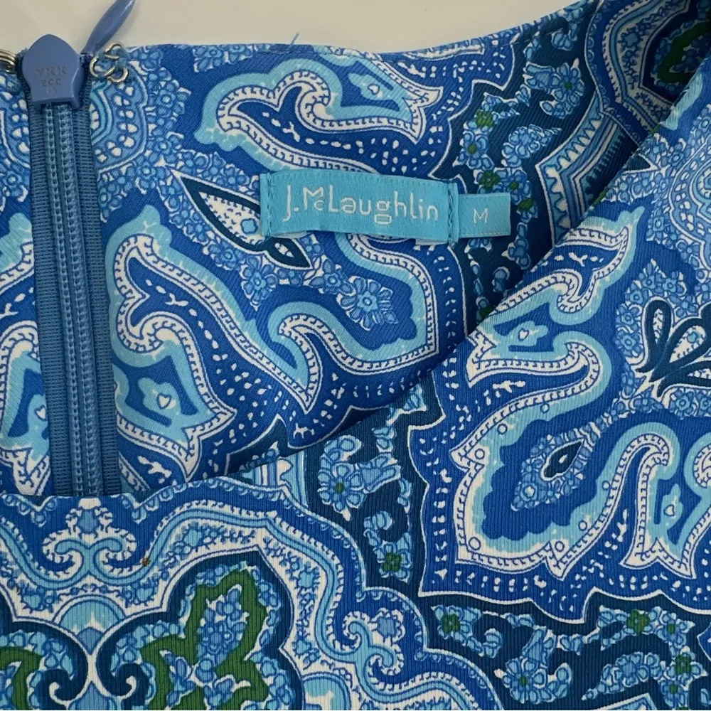 J. McLaughlin Catalina cloth sheath dress blue paisley sz M - Image 3