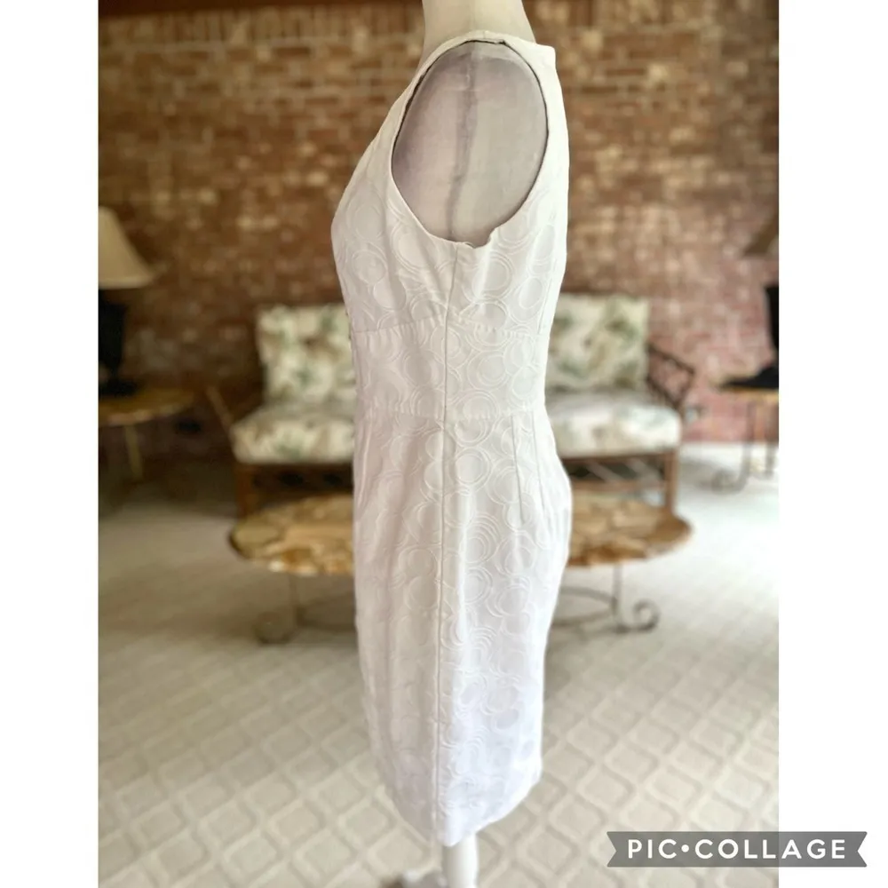 WHBM Dress Mini Textured Pintuck Neck Sleeveless White 6 Cocktail Brunch - Image 7