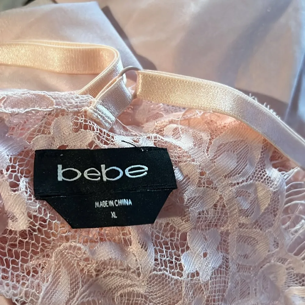 Bebe Lace Inset Sleeveless Eyelash Hem Bodycon Dress in Blush Pink, Size XL NWT - Image 12