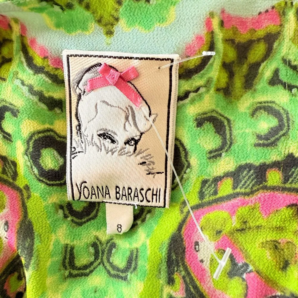 YOANA BARASCHI Silky Sleeveless Maxi Dress Paisley Boho Print Multi Color Size 8 - Image 8