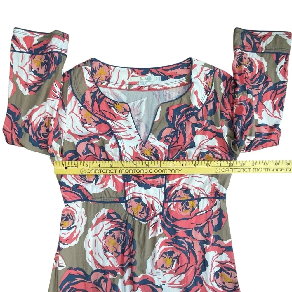 Boden Womens Dress 4R Pink Tan Floral 3/4Sleeve Mini Tunic Viscose Resortwear Size 4 - Image 11