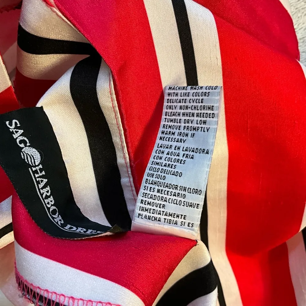 Vintage Sag Harbor Red and Black Striped Blazer Set Lightweight Fabric Size 10 - Image 9