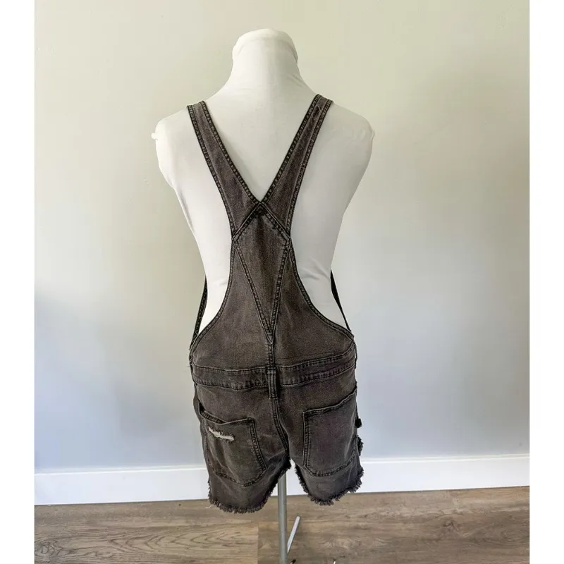 No Boundaries Black Denim Shorts Overalls - Image 5