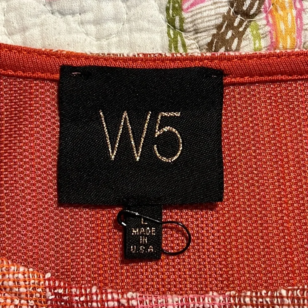 W5 large multicolor striped tie waist short sleeve top pink orange NWOT - Image 4