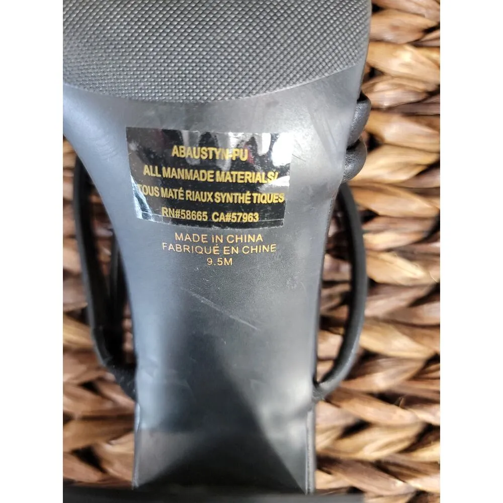 Abound Austyn Women's 9.5 M Black Leather Slip-On Block Heel Strappy Sandals - Image 6