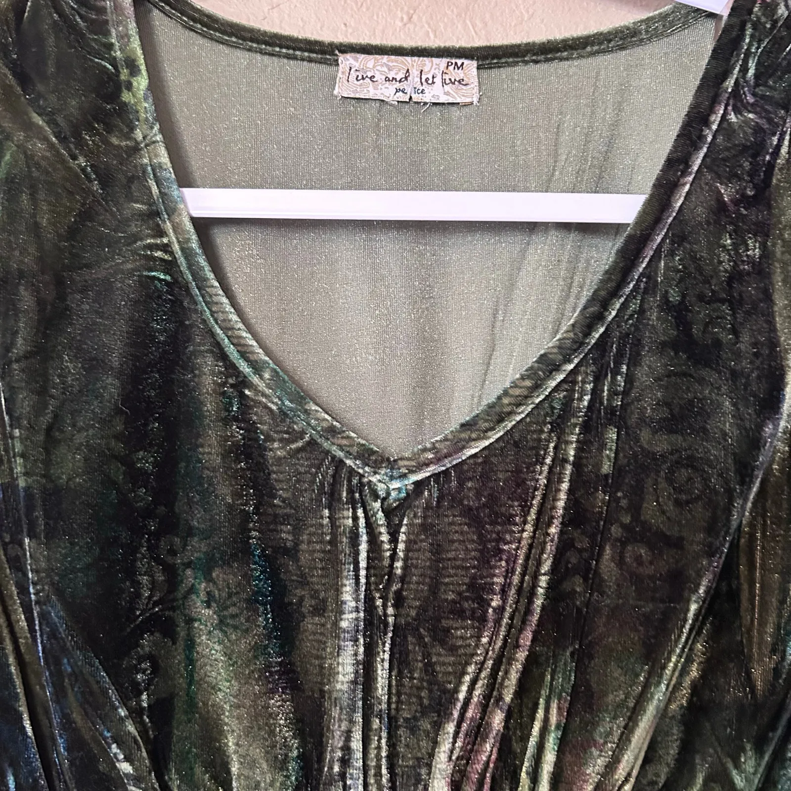 Live and Let Live Dress Tunic SZ Med Petite Velvet Sequin Babydoll Y2K Steampunk - Image 9