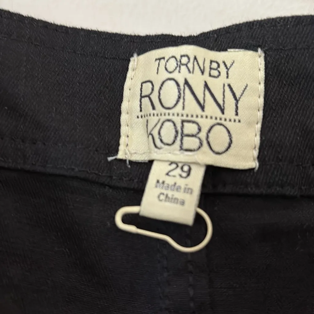 Torn by Ronny Kobo Sailor High Waisted Black Pants Button Flap Front Size 29 - Image 11