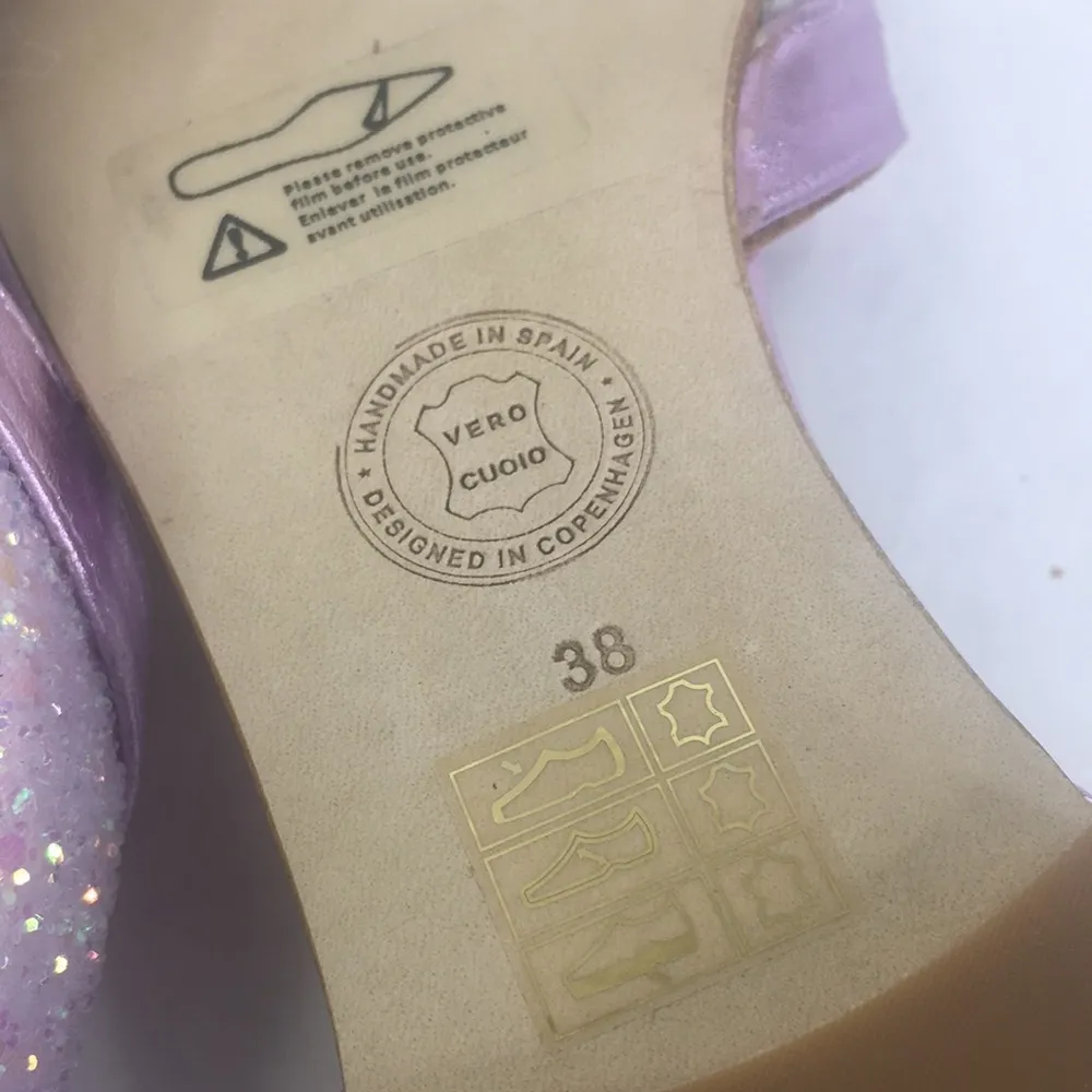 New Emma Go BHLDN pink Metallic Glitter leather Dorsey Flats 38/8 - Image 9