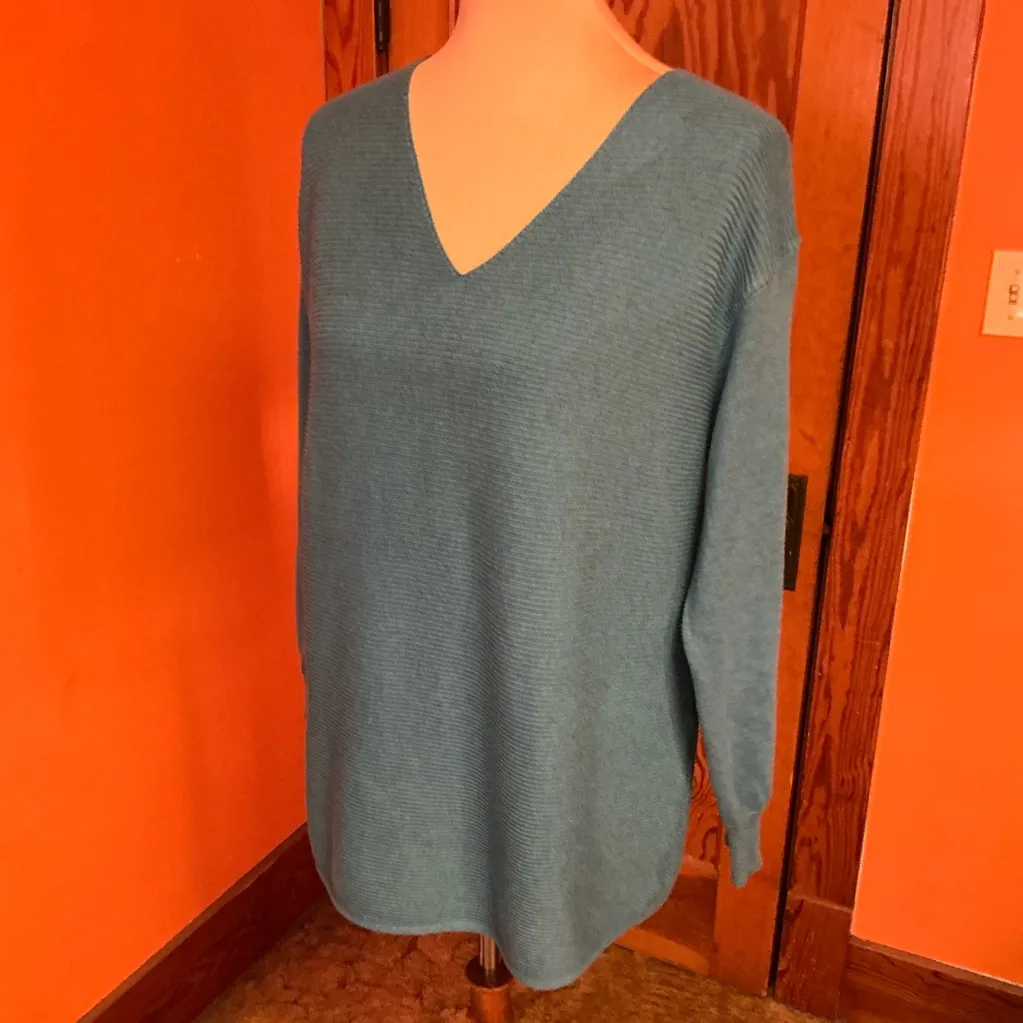 Ella Moss V-Neck Sweater | Ribbed Knit Long Sleeve Pullover - Image 9