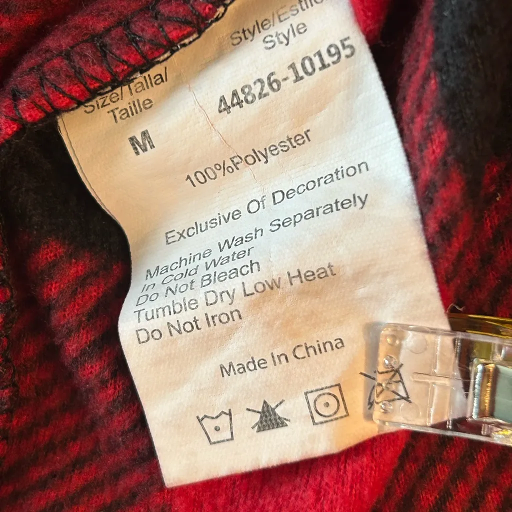 Red and Black Buffalo Plaid Women’s Button-Up Shirt size Medium - Image 3