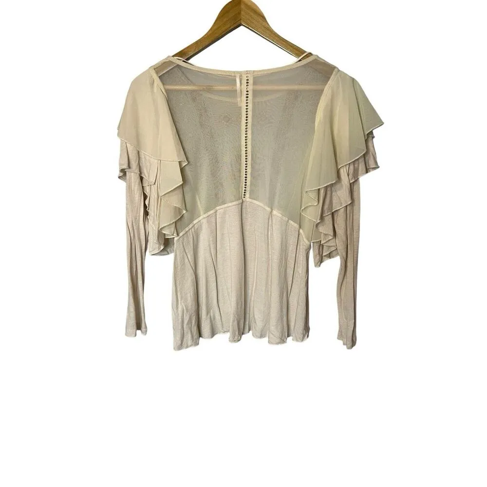 Free‎ People La Cienega Embroidered Top Ruffled Layered Lace Eyelet Bohemian XS - Image 4