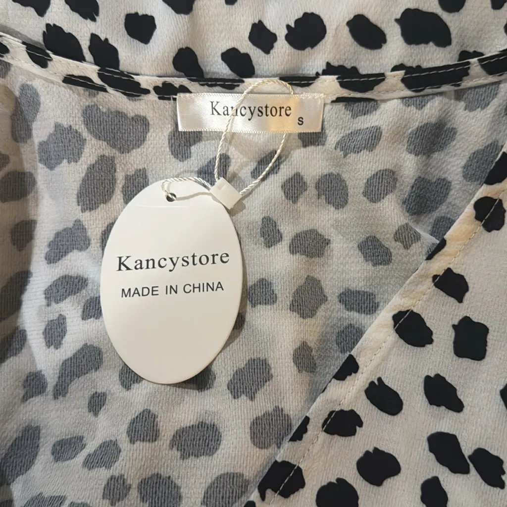 Womens Button Down V Neck Tie Knot Front Tops 3/4 Sleeve Chiffon - Image 7