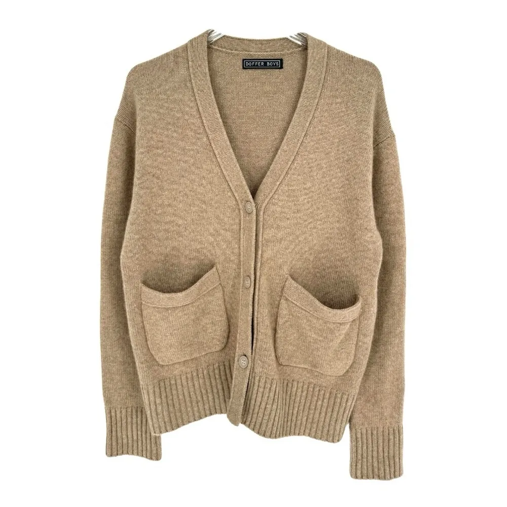 The Doffer Boys Cashmere‎ Favourite Old Cardigan Tan Medium V - Image 2