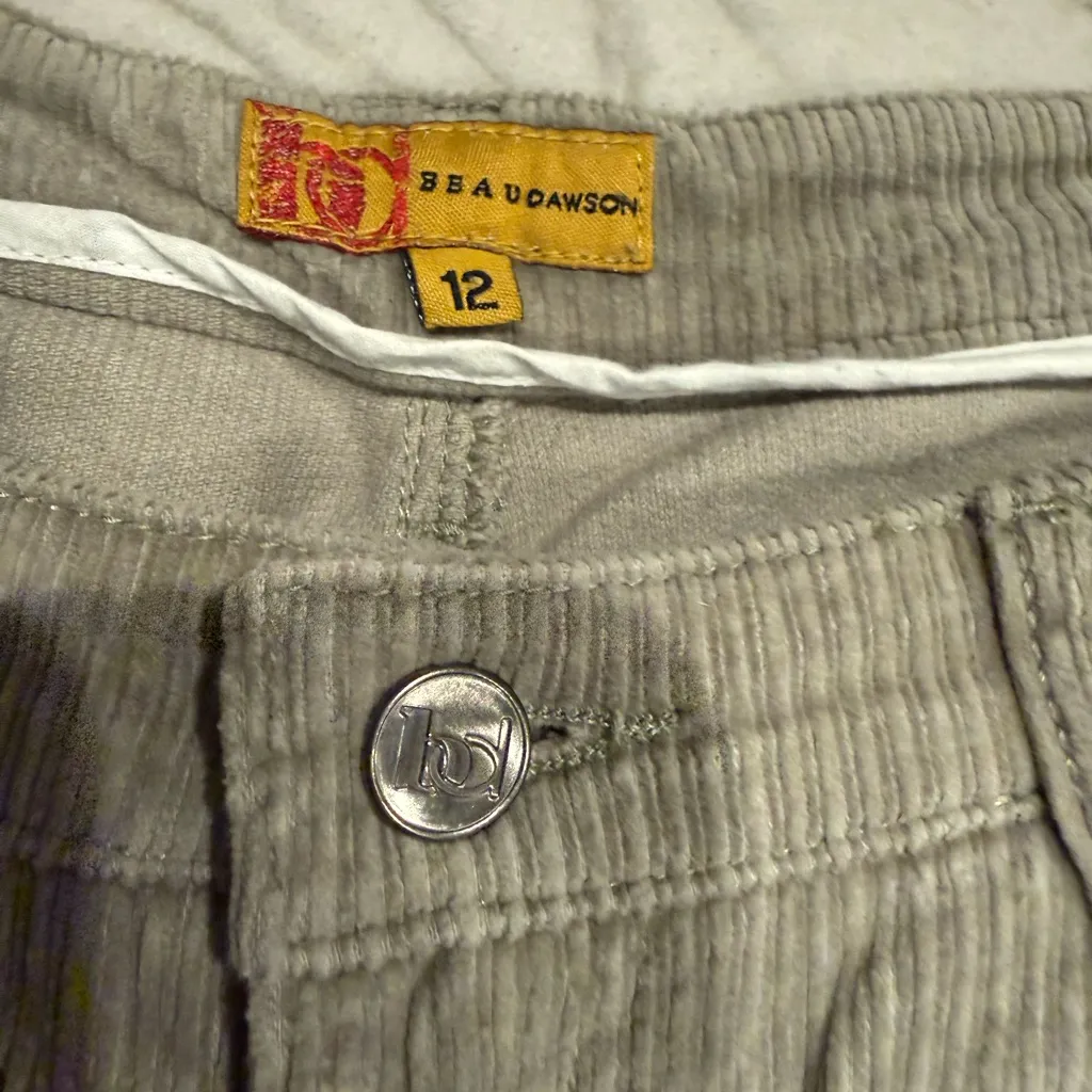 Beau Dawson Wide Wale Corduroy Wide Leg Pants Size 12 Taupe Neutral Stretch Tan - Image 7