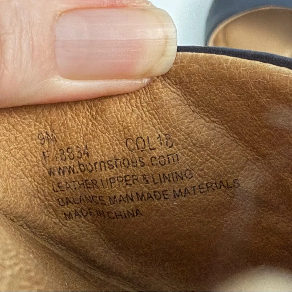 Born Sandals Slingback Flats Peep Toe Leather Comfort Travel Dark Navy Blue - Image 5