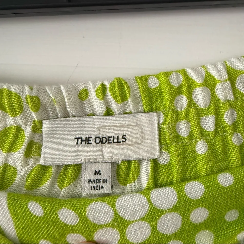 Anthropologie x The Odells The Anna Wide Leg Linen Pant in Lime Multi Size Med - Image 6