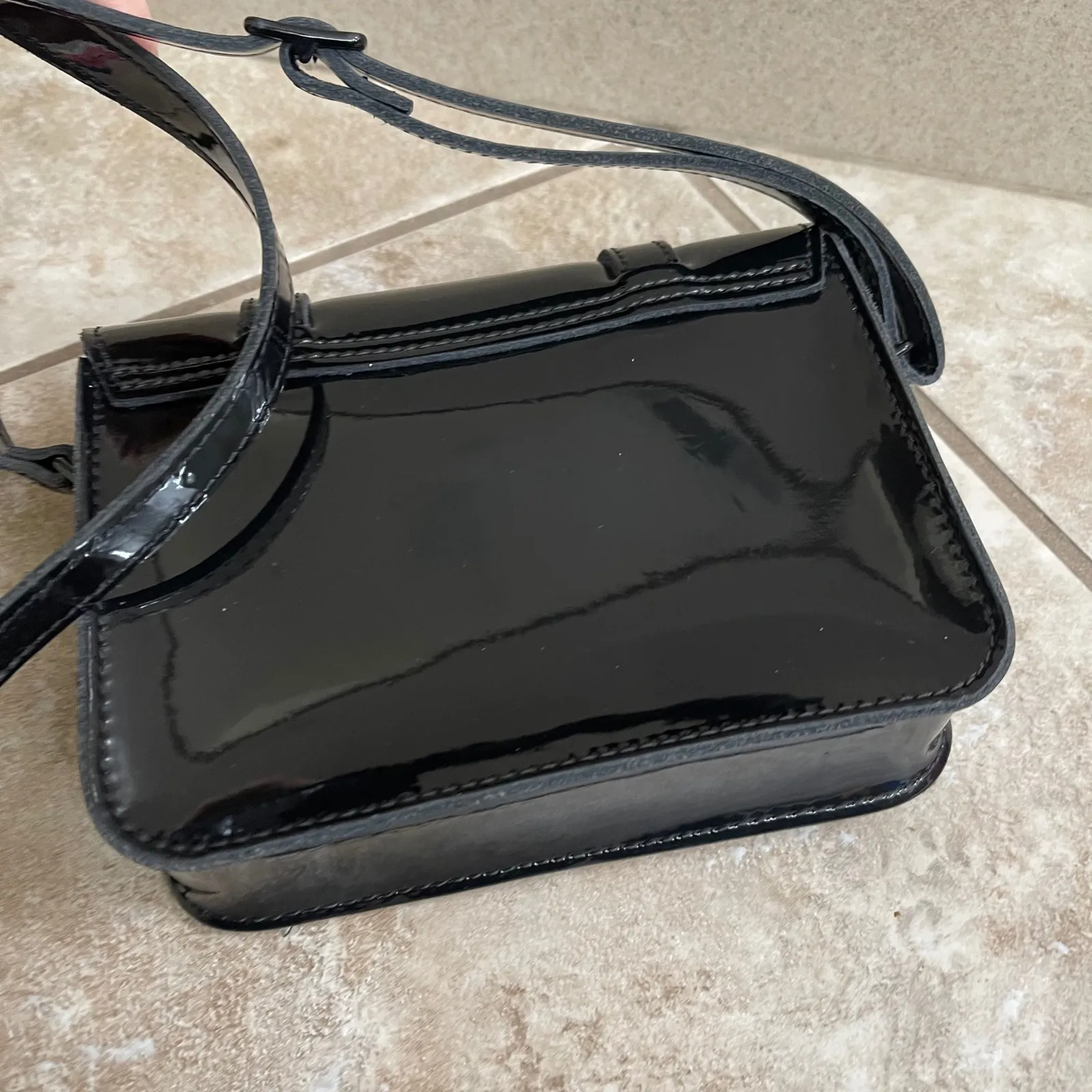 Dr Martens 7 inch Black Patent Leather Satchel Crossbody Bag EUC purse travel - Image 5