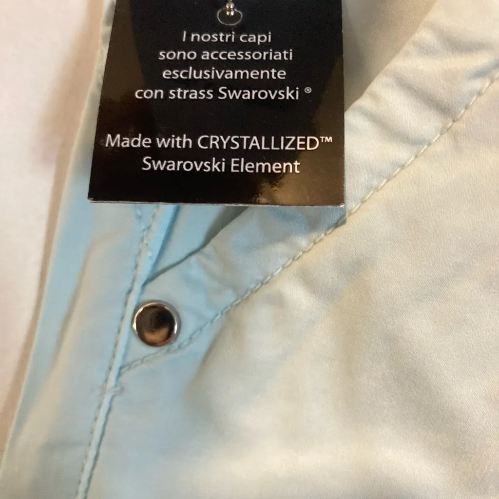 Camouflage AR & J. women’s size 28 sky blue Swarovski crystal soft chino pants - Image 3