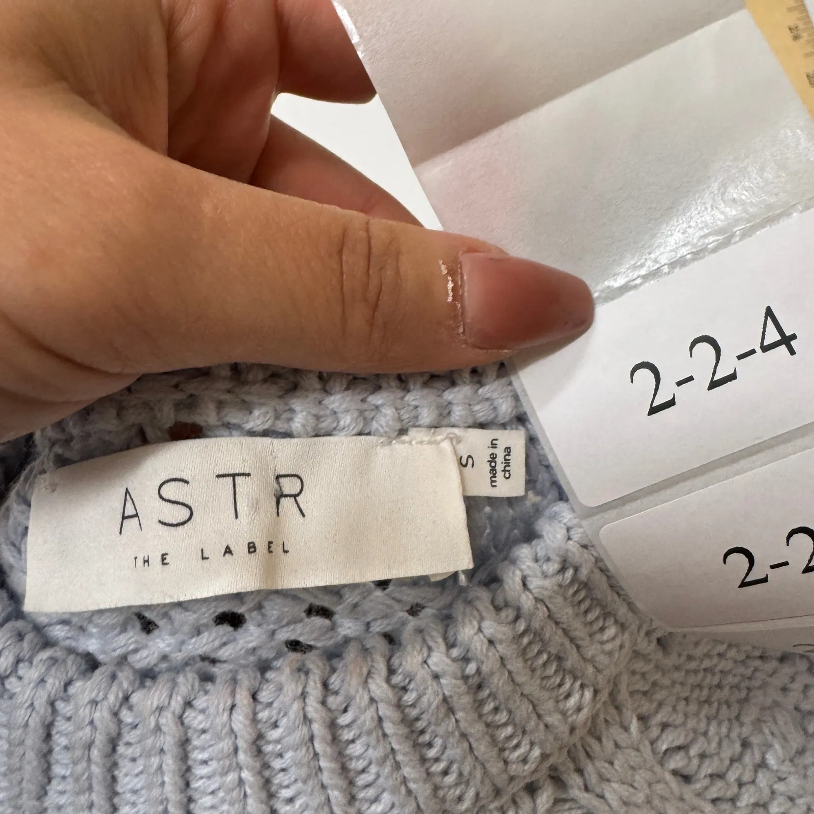 ASTR The Label Sweater Womens Small Marvista Light Blue Cold Shoulder Cable Knit - Image 4