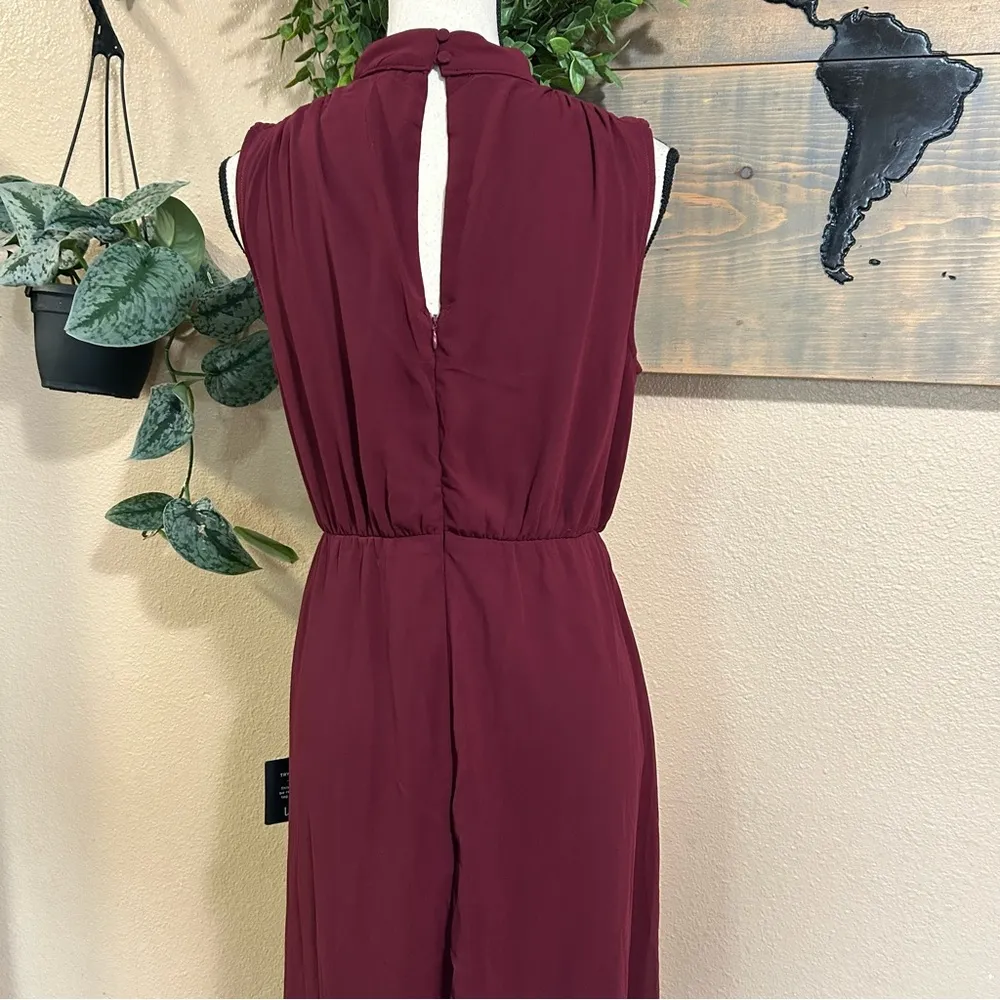 NWT Lulus Classic Elegance Plum Chiffon Sleeveless Mock Neck Maxi Dress Purple Size M - Image 5