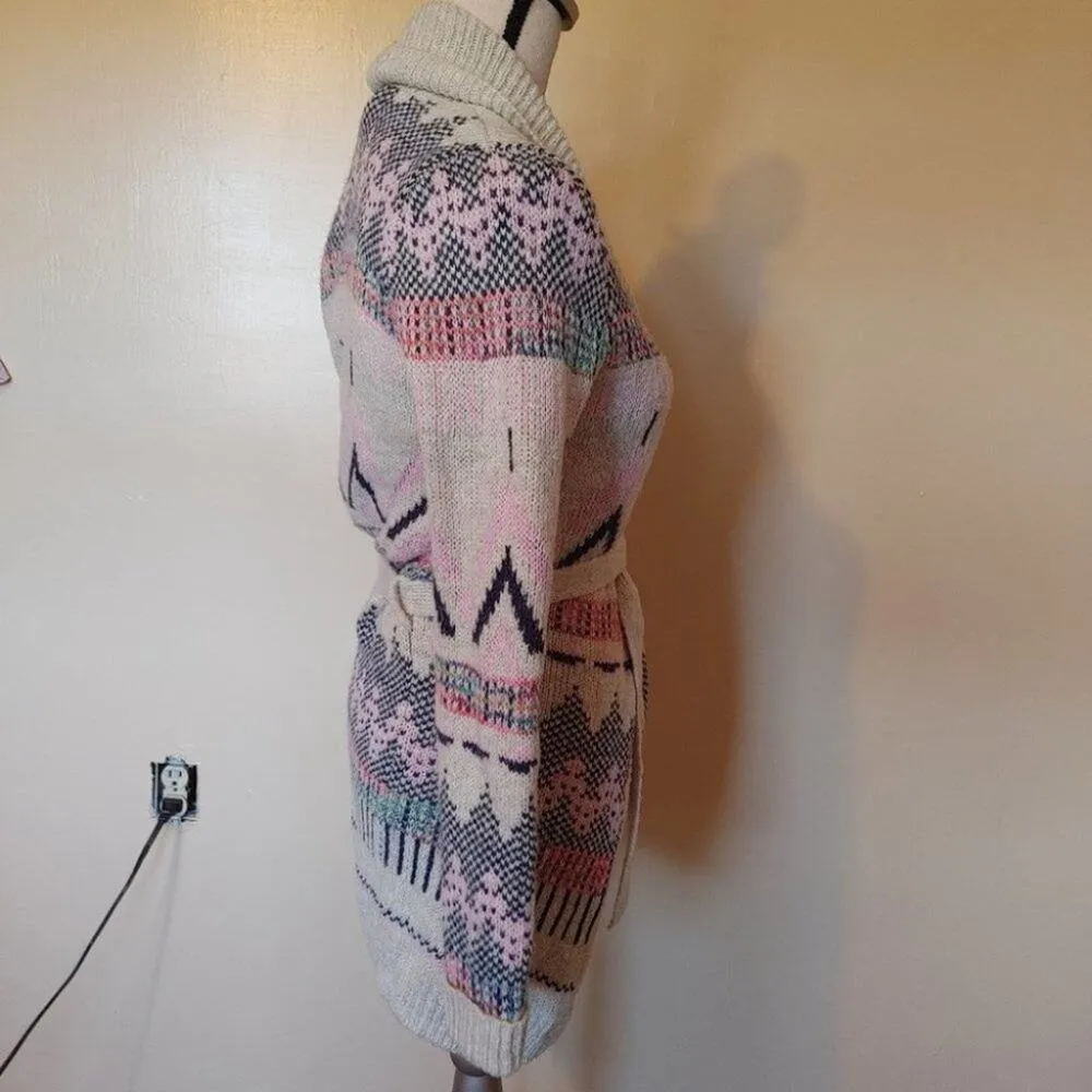 Cat and Jack Pink Blue Open Tie Cardigan Size XL Juniors 14/18 Abstract Print - Image 3