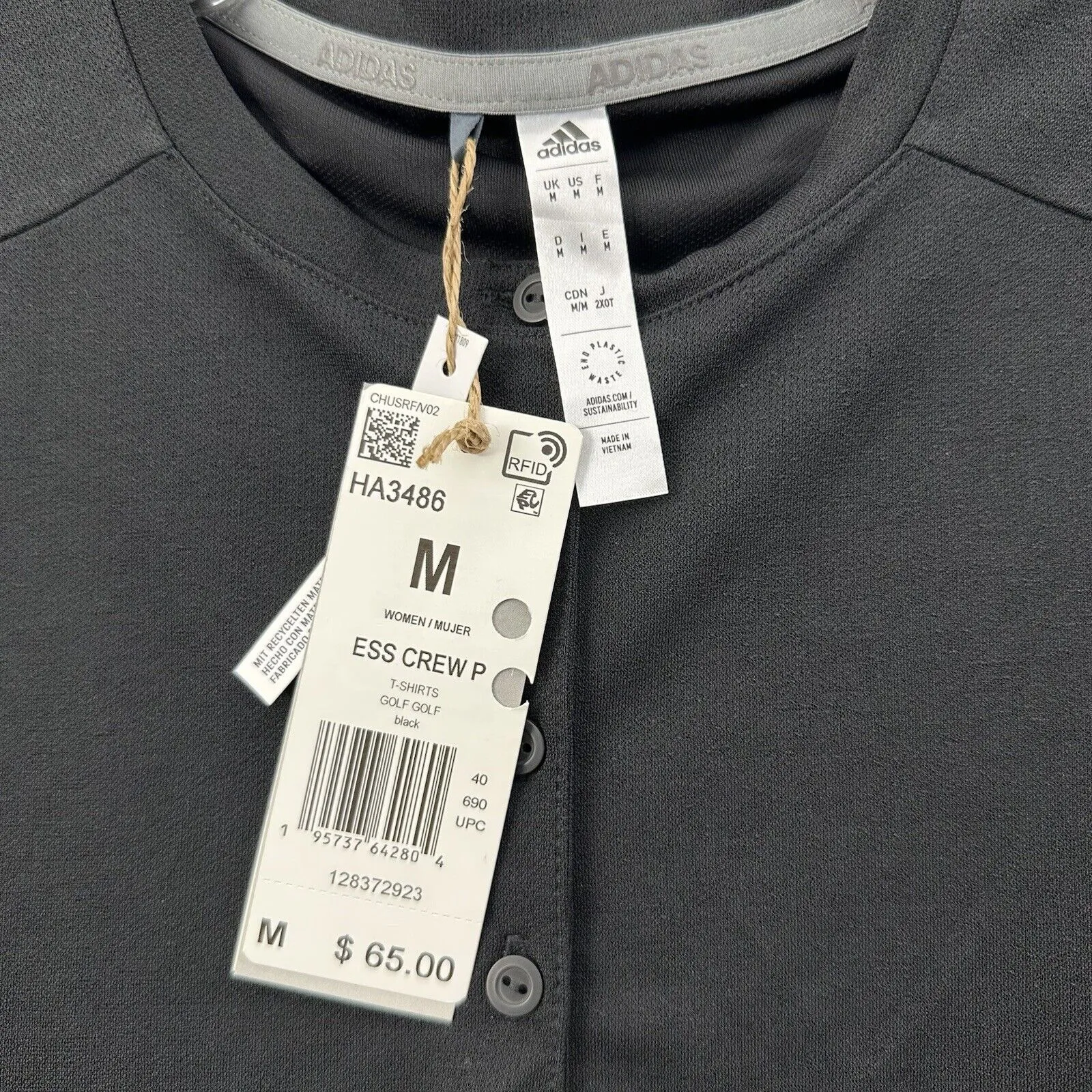 NWT Adidas Essentials Short Sleeve Crew Polo T Shirt Top Golf Athletic Women's M - Image 3