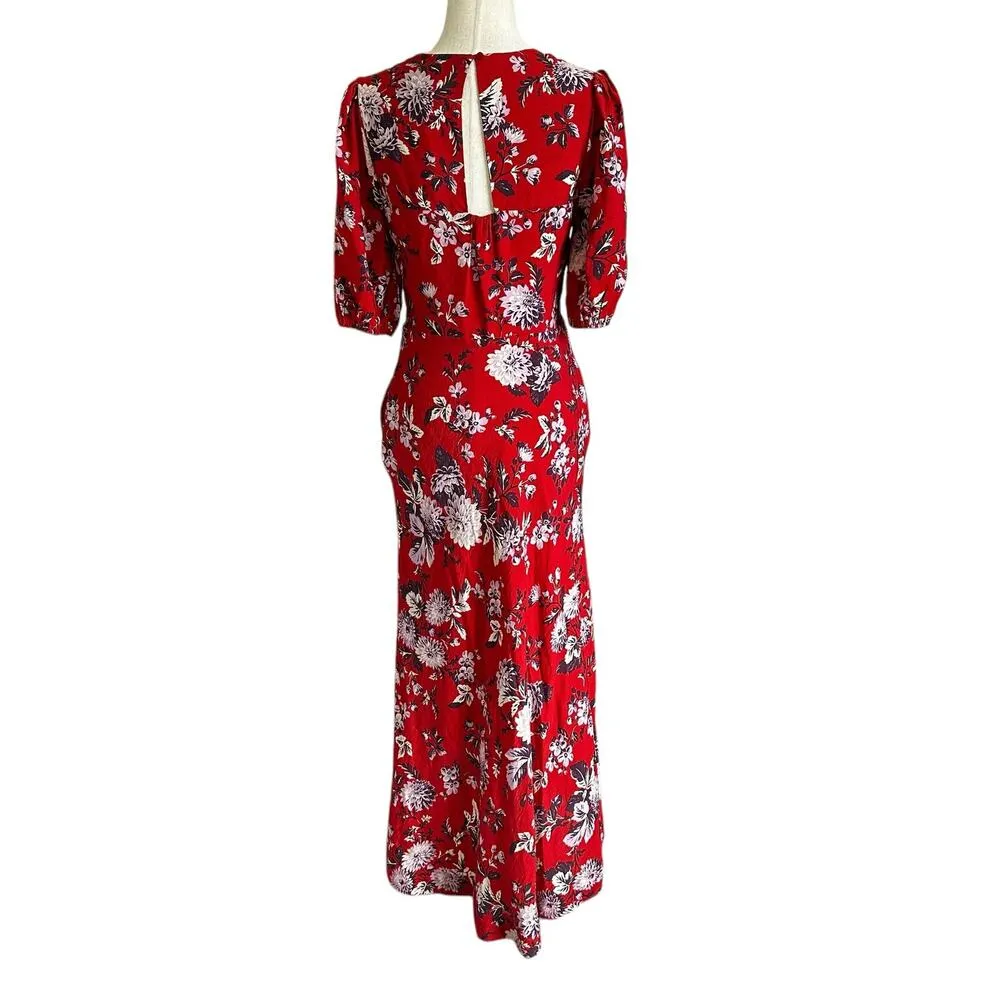 Maeve by Anthropologie Red Floral Lined Midi A - Image 2