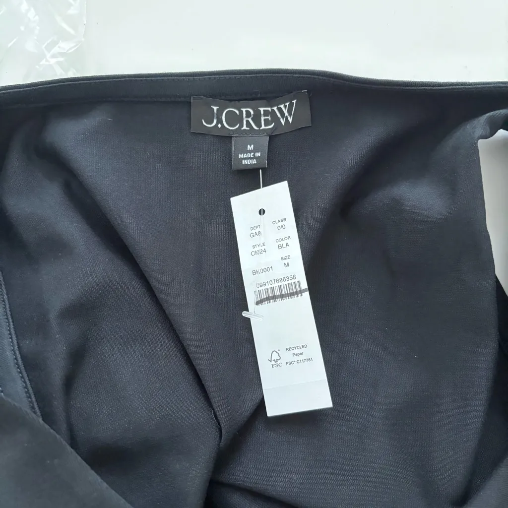 NWT J. Crew Stretch Cotton-blend V-neck Top Black - Image 4