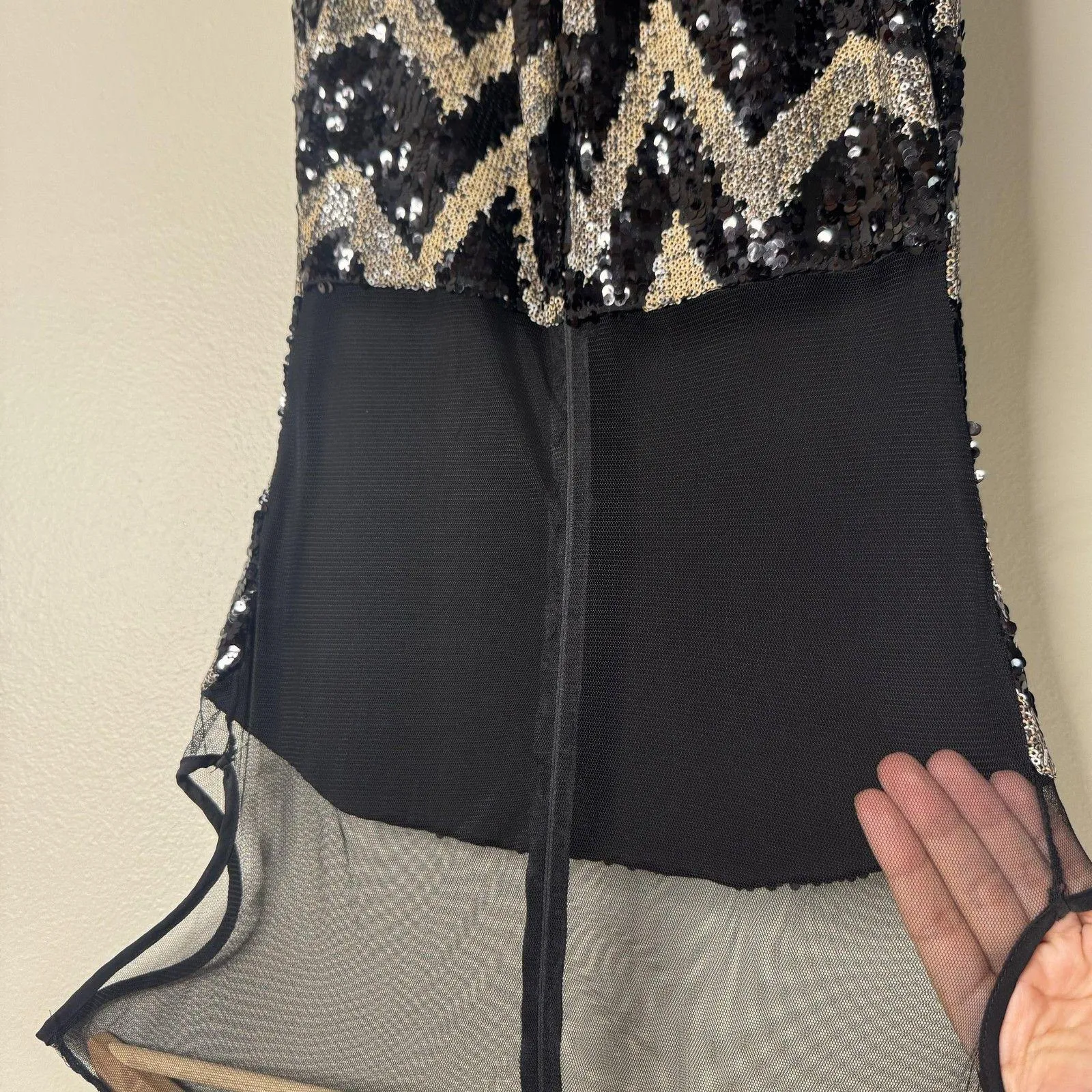 Dress the Population Dress Womens Medium Sequin Mesh Sheath Party Cocktail USA - Image 10