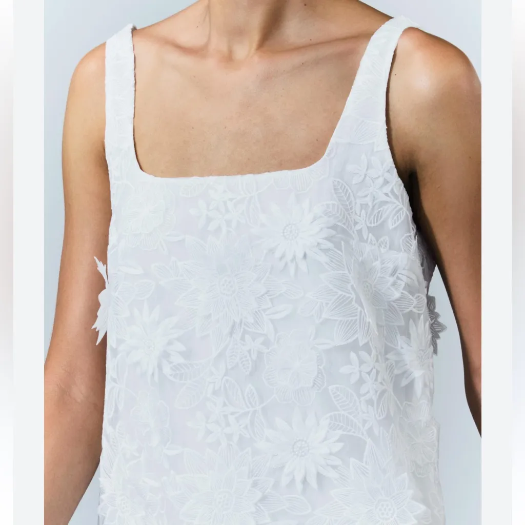 Zara ZW Collection Embroidered Short Dress Bloggers Favorite ‘24 Oyster White XL - Image 11