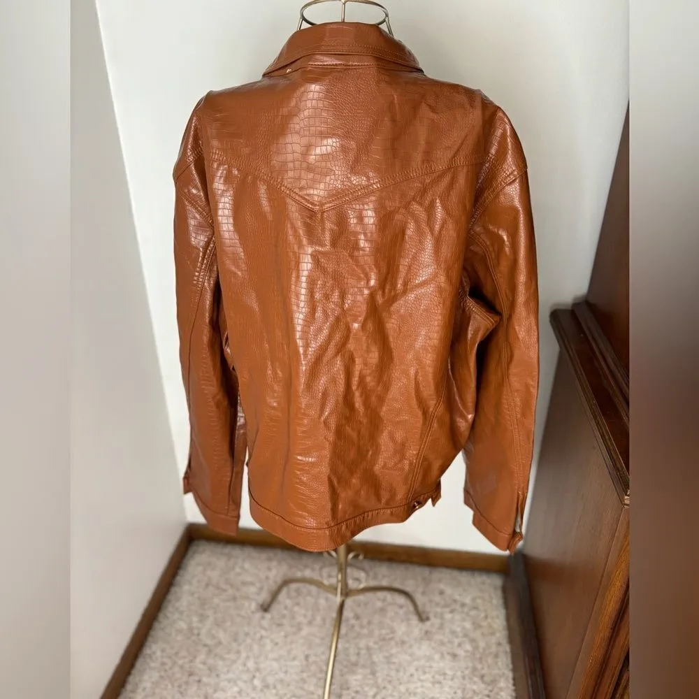 Princess Polly tan faux leather jacket L/XL - Image 11