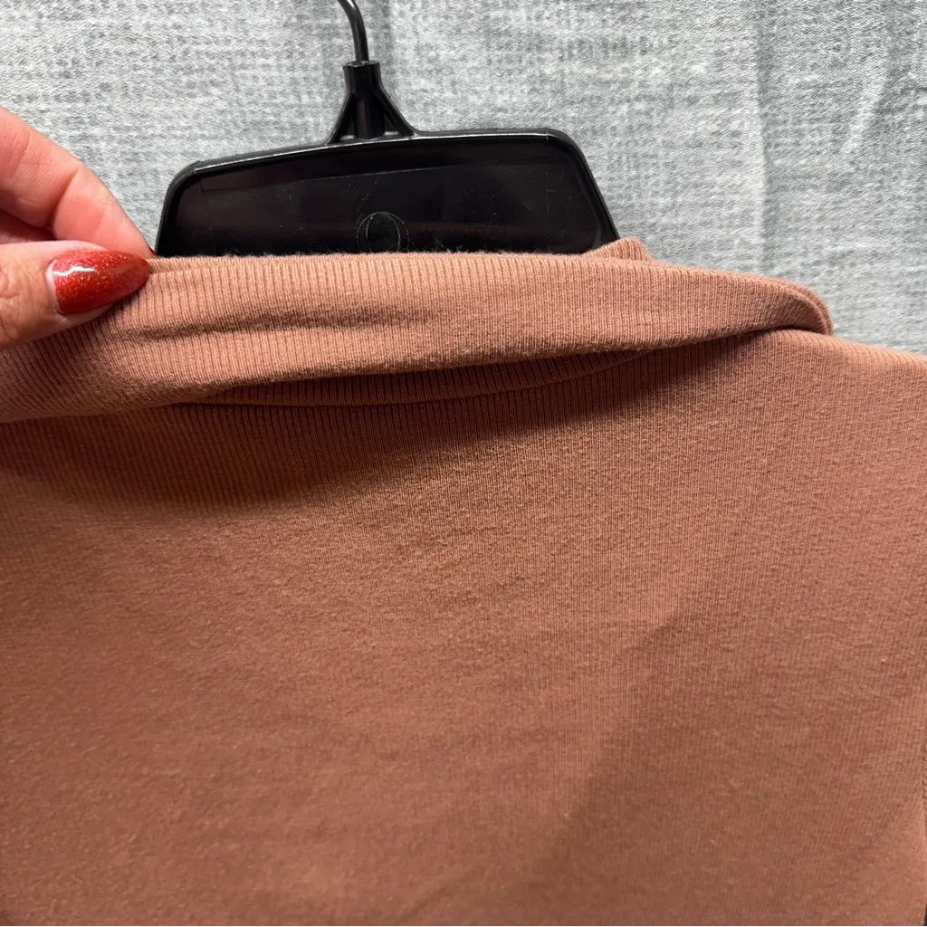 Abercrombie & Fitch Soft A&F Rib Cropped Polo Top Collared Brown Small S - Image 5