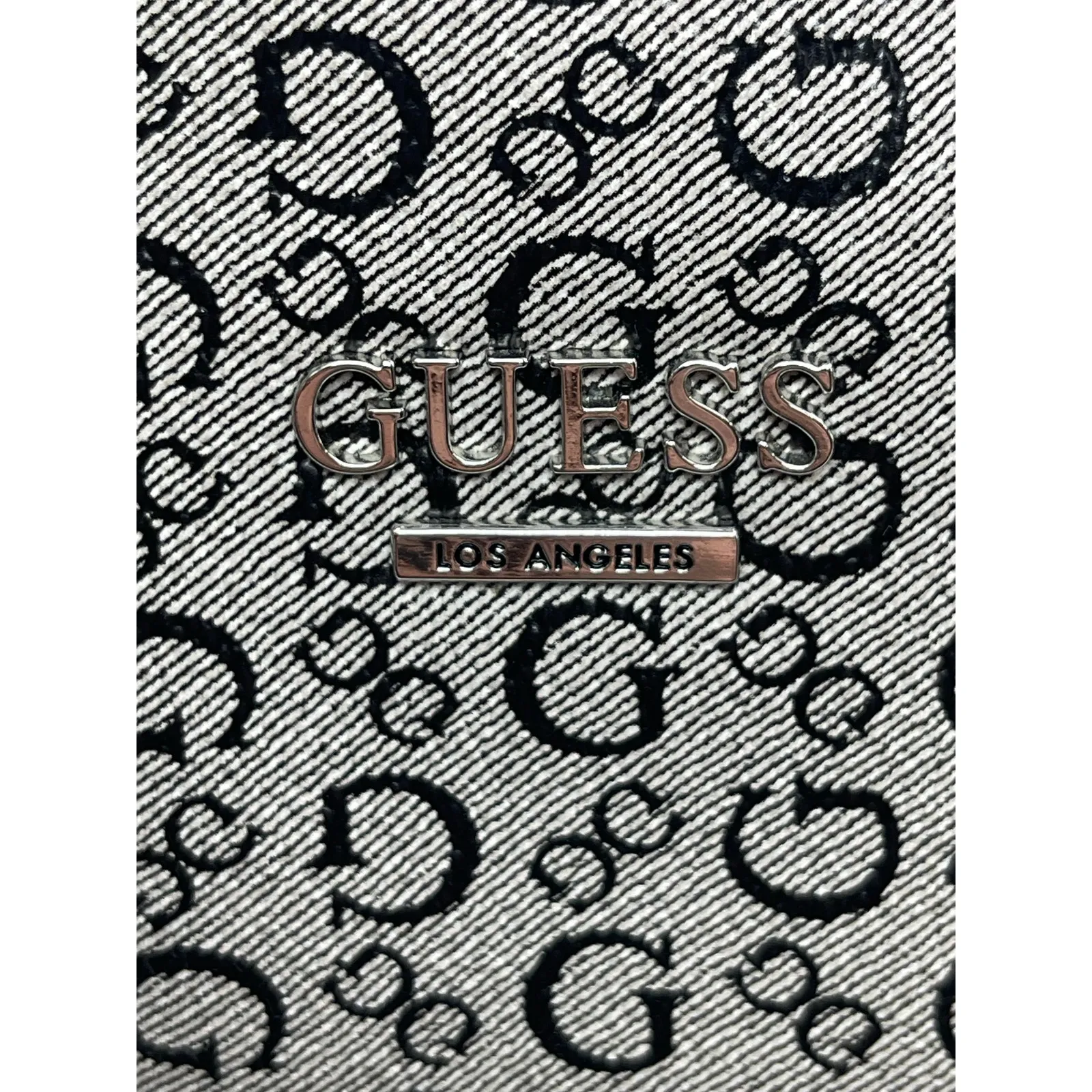Guess Gray Black Monogram Jacquard Logo Removable Pouch Shopper Tote Bag OS - Image 6
