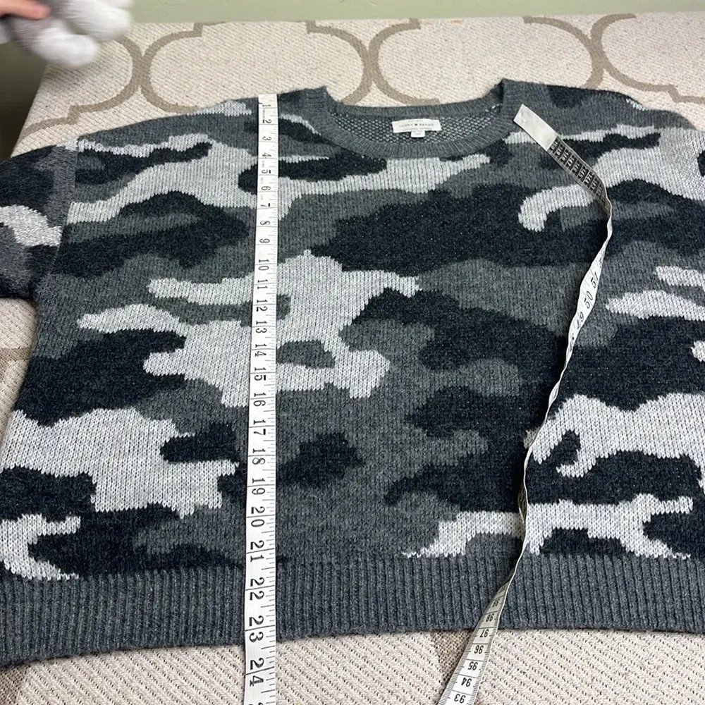 Lucky Brand Gray Camouflage wool blend crewneck Sweater, size XL - Image 5