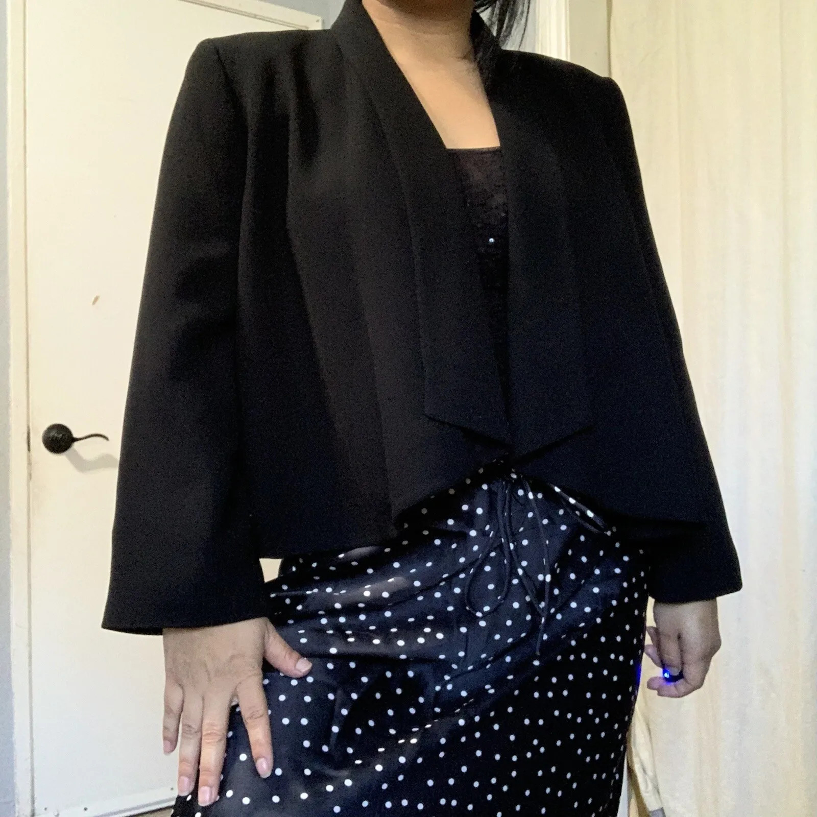 Kasper Separates Womens Black Shawl Collar Cropped Blazer Jacket Size 8 - Image 13