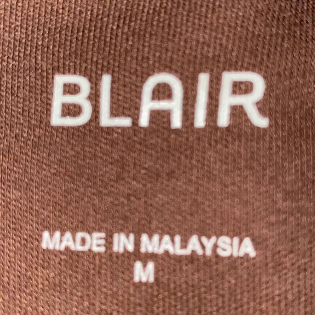 BLAIR mock turtleneck long sleeve chocolate brown embroidered crest fall size M - Image 5