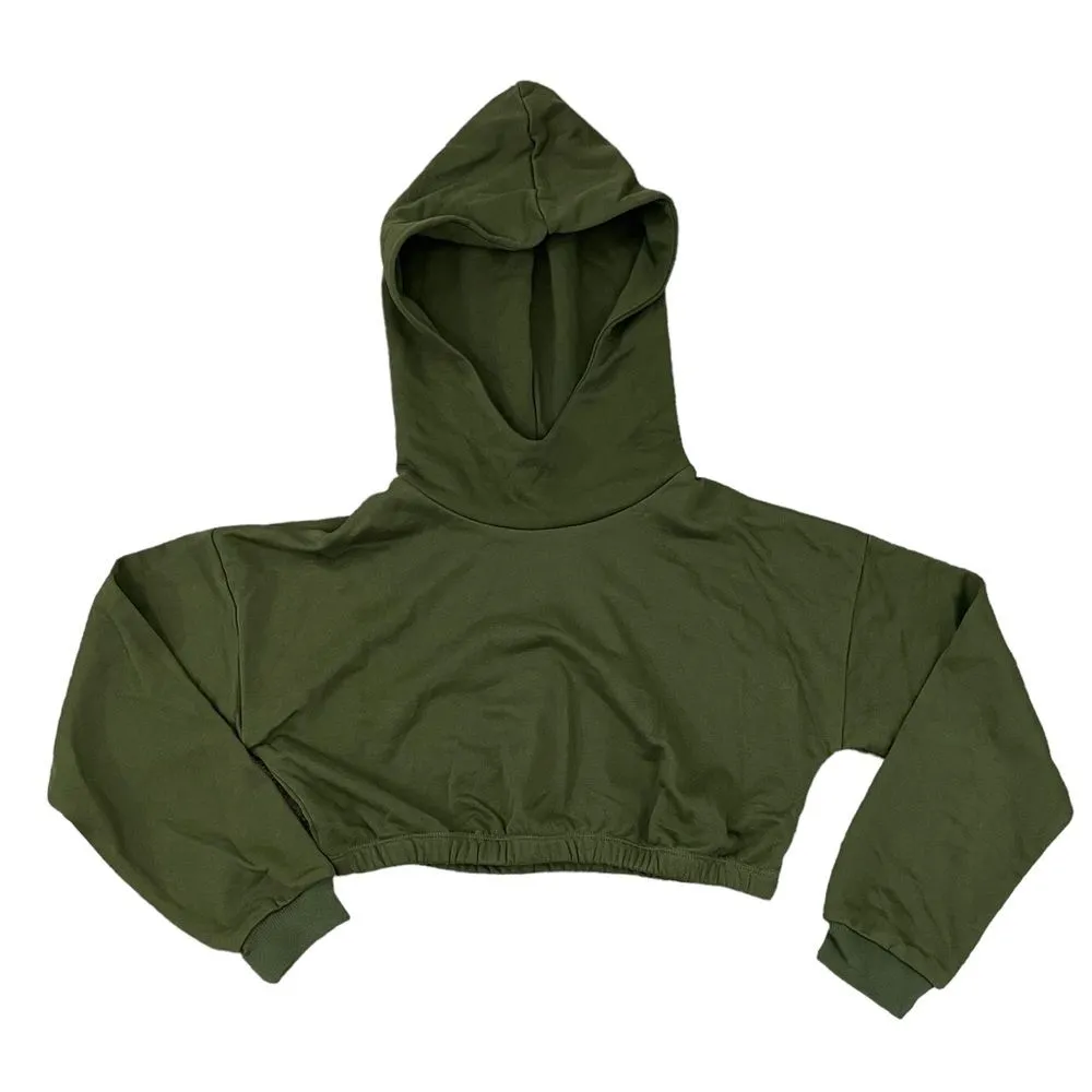 NWOT Naked Wardrobe Olive Green‎ Cropped Hoodie Size LARGE - Image 5