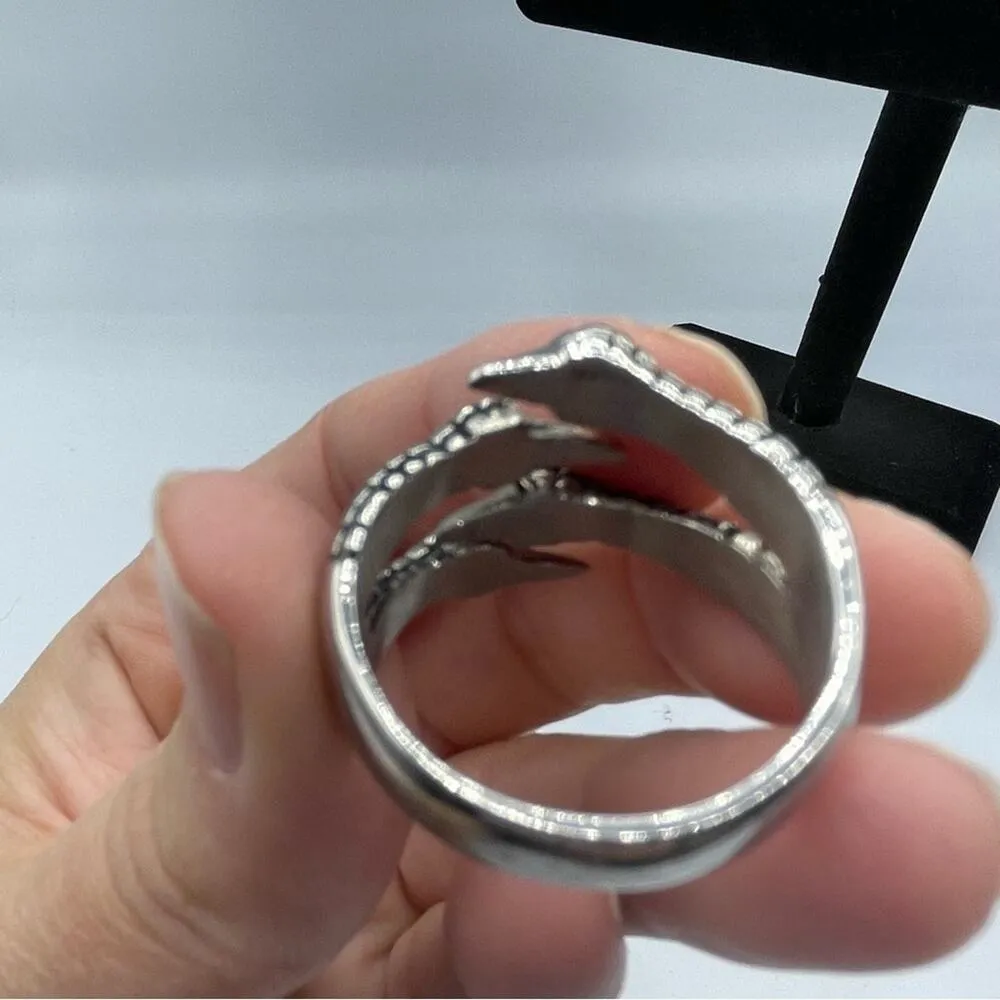 Silver Tone Dragon Claw Wrap Ring Size 12 - Image 3