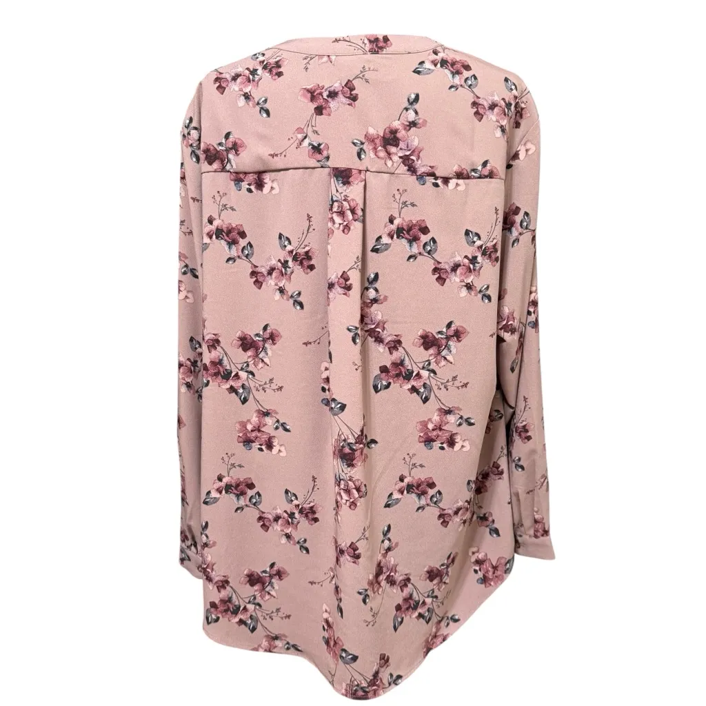 Hilary Radley Floral Blouse Pink Mauve Long Sleeve V-Neck Top XXL NWT - Image 6