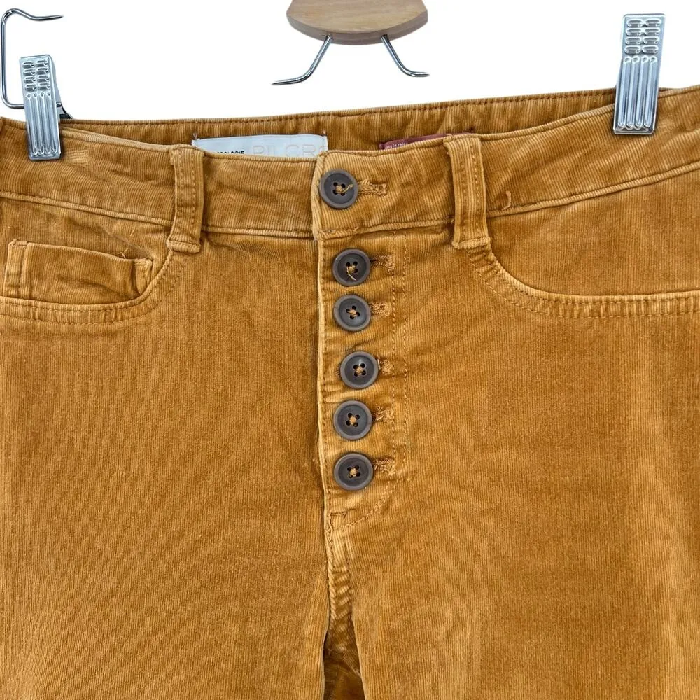 Anthropologie Pilcro High-Rise‎ Skinny Corduroy Pants Cedar Yellow Size 28 - Image 5