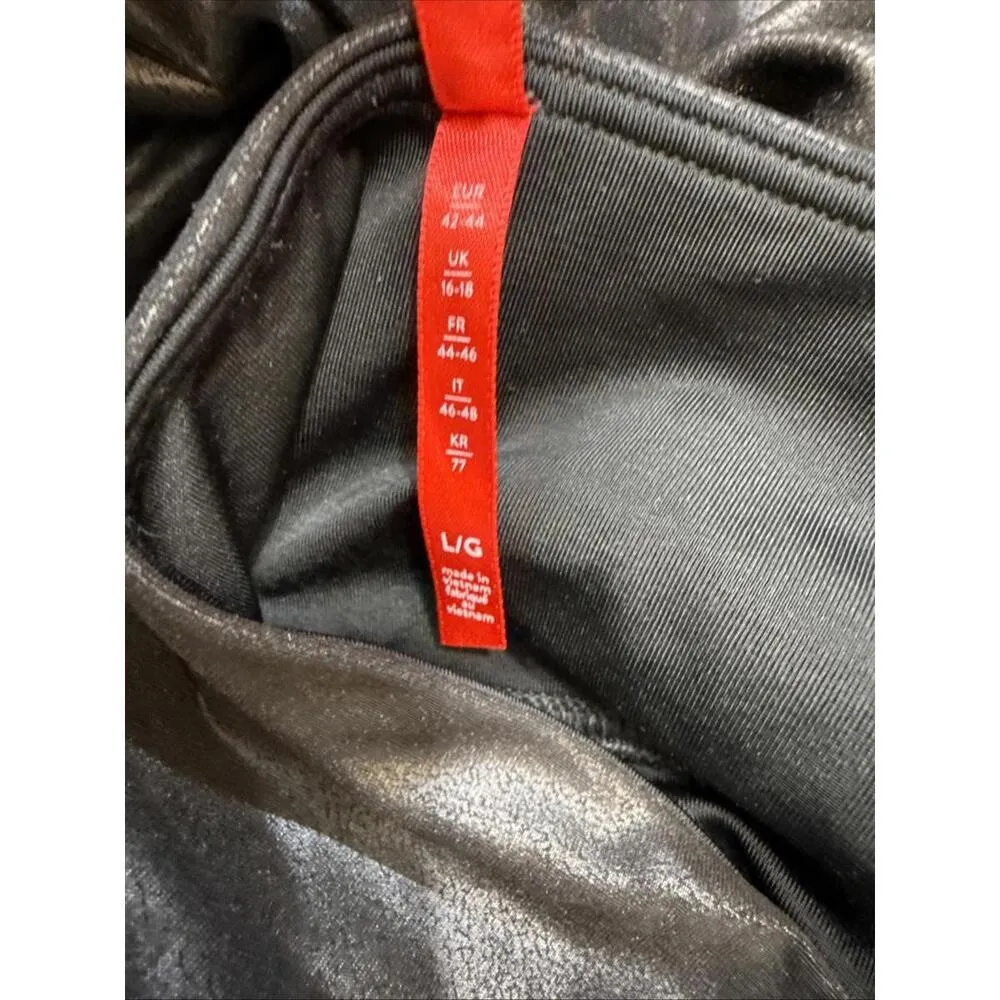 Spanx Womens Yoga Leggings Booty Boost Skinny Faux Leather Black Large - Image 7