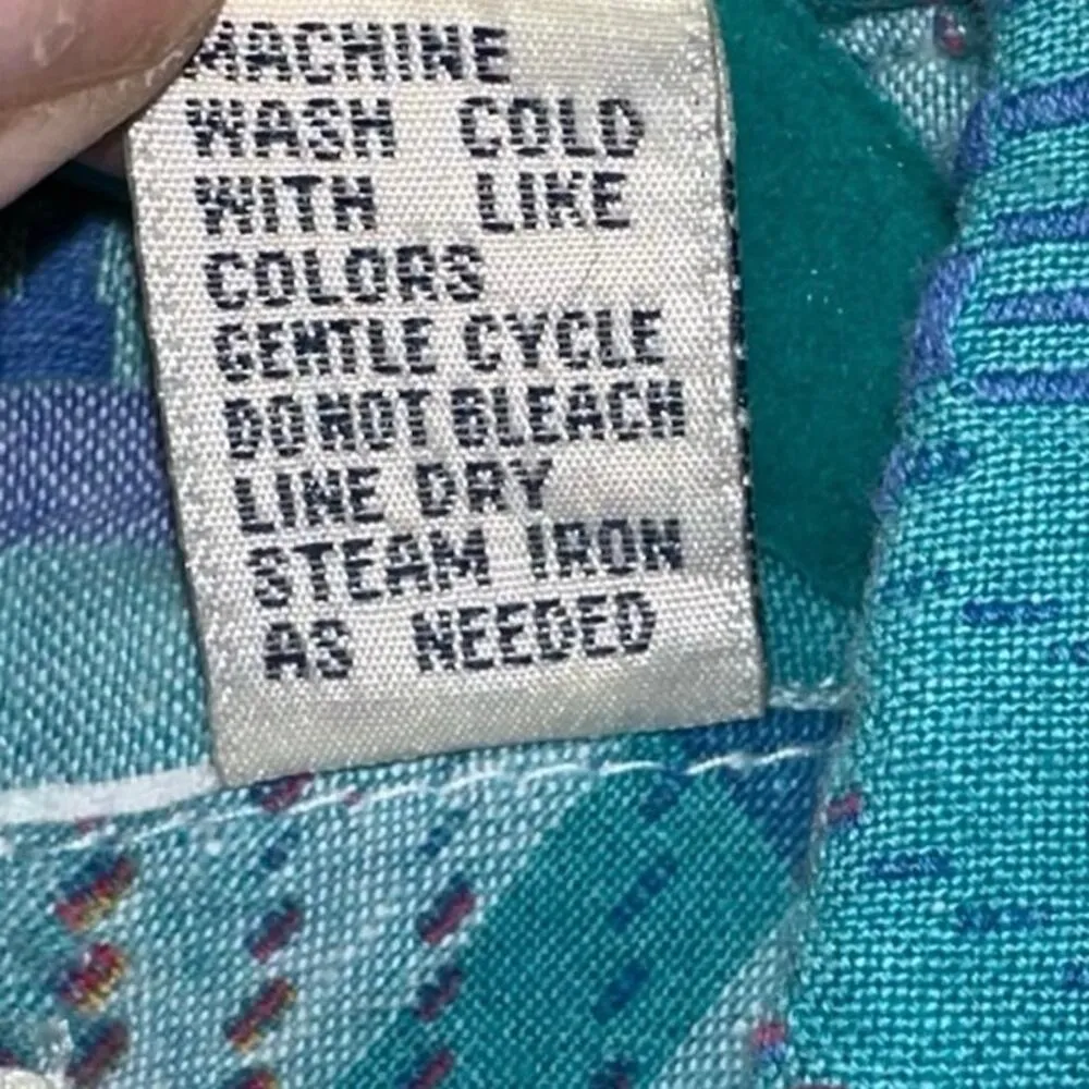 Vintage Chic Schooners Aztec Western Plaid Short Sleeve Button Down Blouse Blue Size L - Image 5