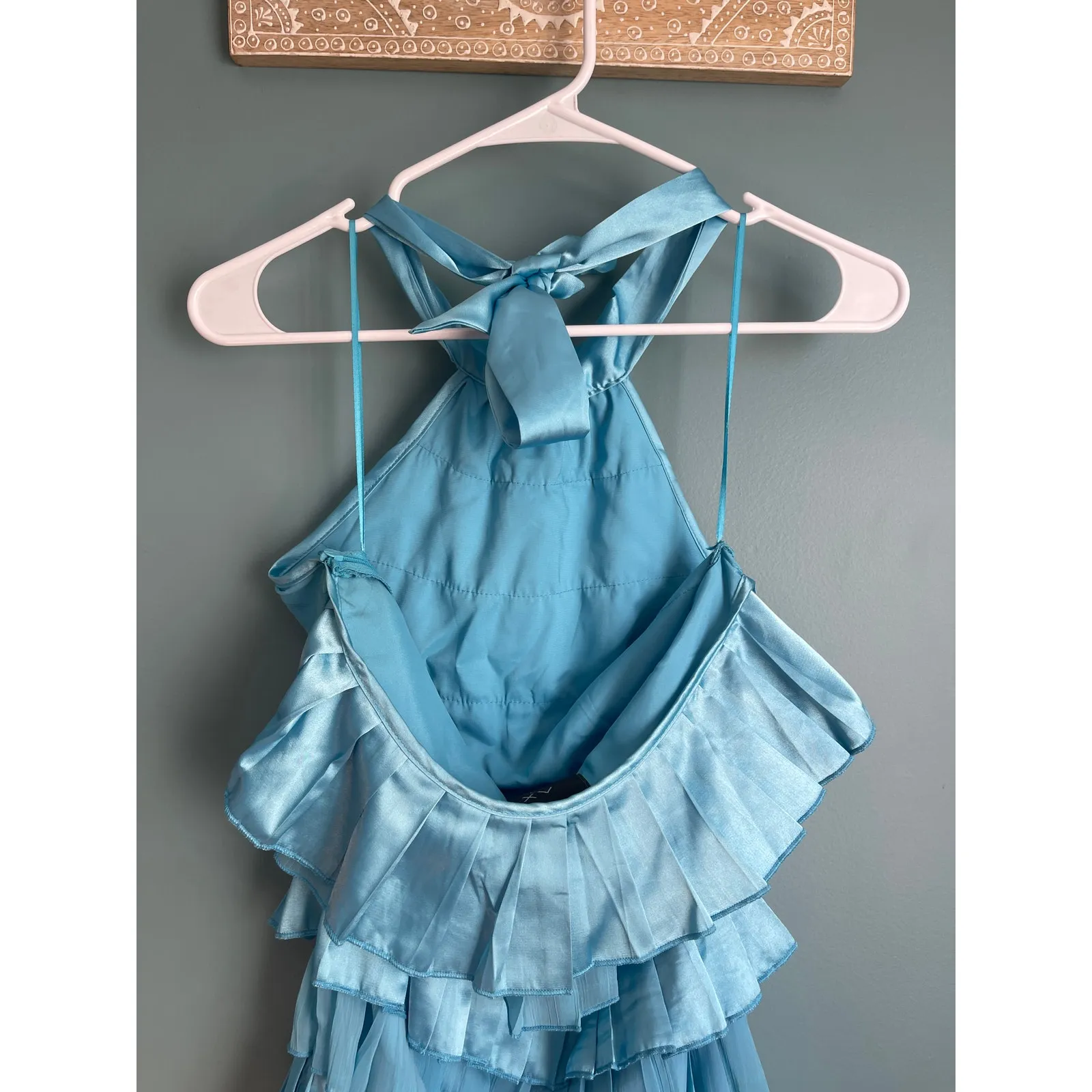 AX Paris Bright Blue Ruffle Halter Mini Dress - Image 6